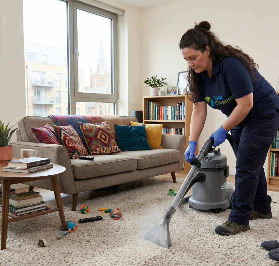 deep cleaning a carpet in a Poplar apartment